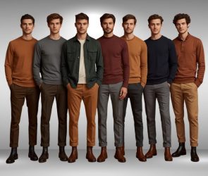 Man in autumn layered outfit wearing overshirt, straight trousers and Chelsea boots in earth tones 2026